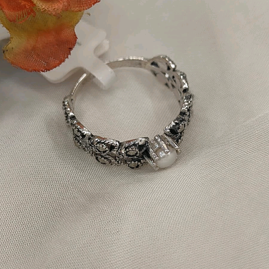  Marcasite Pearl Ring